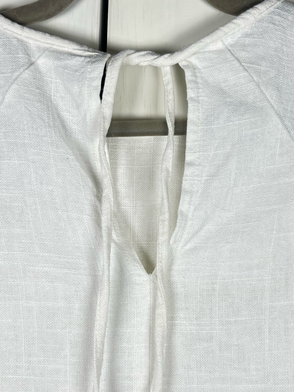 House Of Harlow 1960 Women's White Linen Short Puff Sleeve Crop Top Size XS - Picture 7 of 9